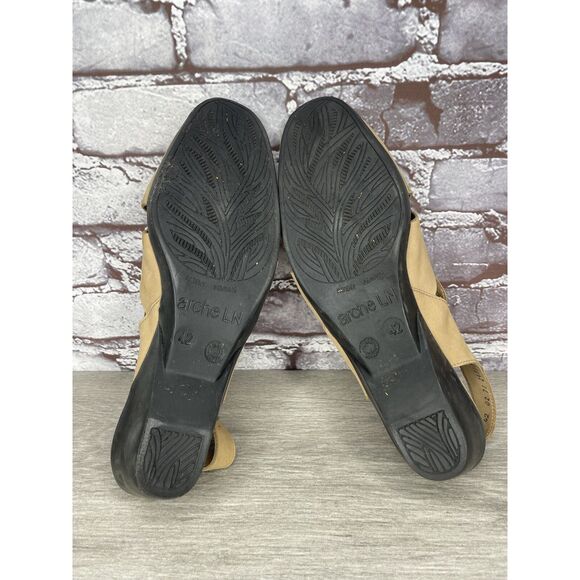 ARCHE Tan Brown Nubuck Leather Peep Toe Slingback Wedge Women’s Sz 42EU/11M US - Picture 7 of 16